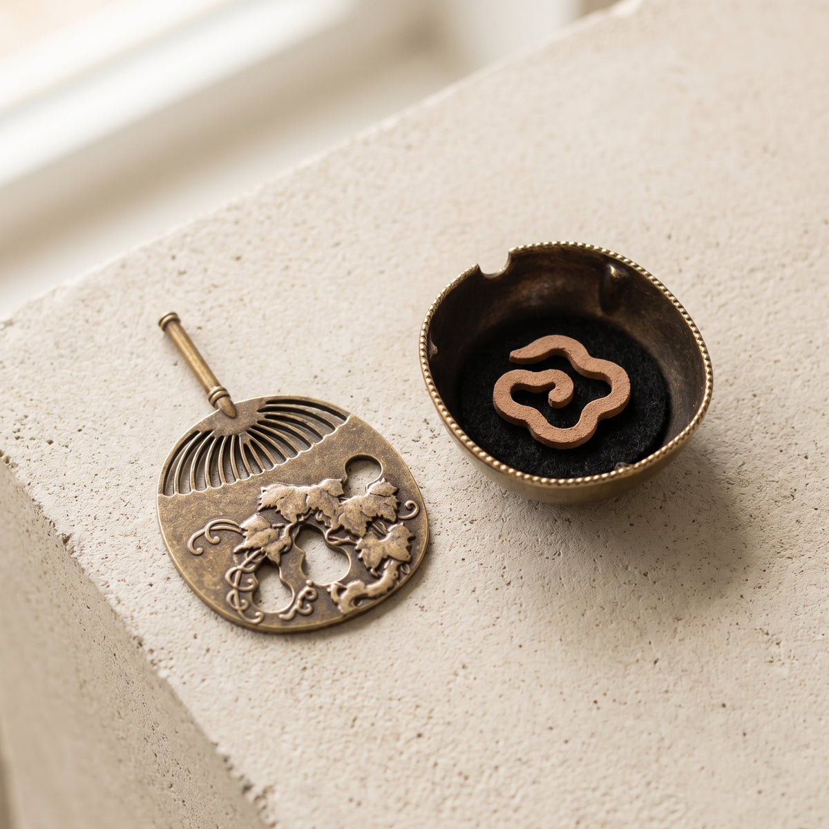 Mini Fan Incense Burner - Ancient Gold