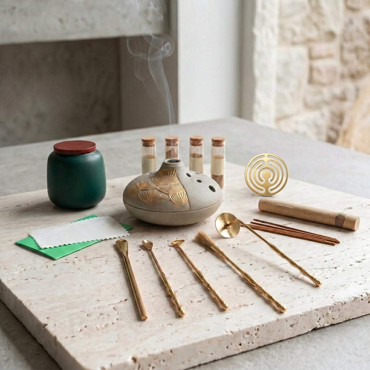 YUKI Ceramic Incense Burner & Complete Tool Set - Awakening Incense Sealing Kit