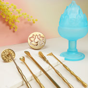 Mountain Blue Glass Incense Burner & Complete Tool Set - Ethereal Boshan Incense Sealing Kit