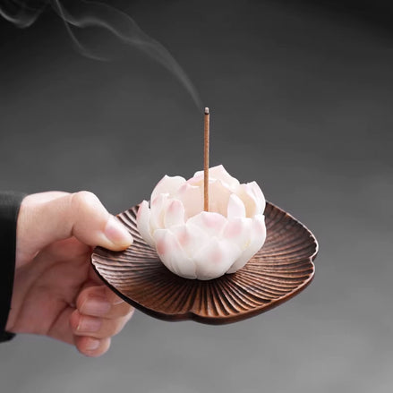 Blushing Lotus Ceramic Incense Stick Holder