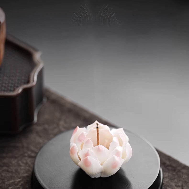 Blushing Lotus Ceramic Incense Stick Holder