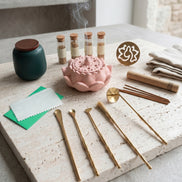 Dawn Classic Handmade Dusty Pink Incense Burner & Complete Tool Set - Incense Sealing Kit