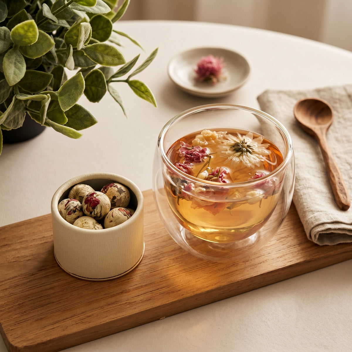 Dragon Pearl Tea - Garden of Flowers tea ball