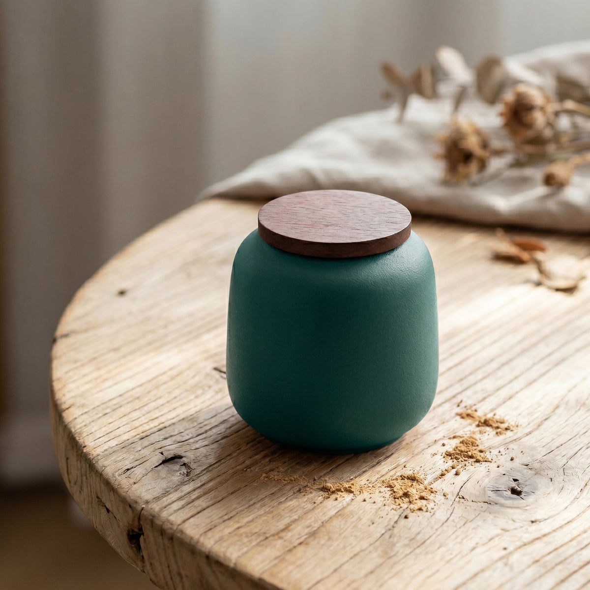 Matte Ceramic Powder and Tea Jar – Ceramic Jar and Wooden Lid | Aurora