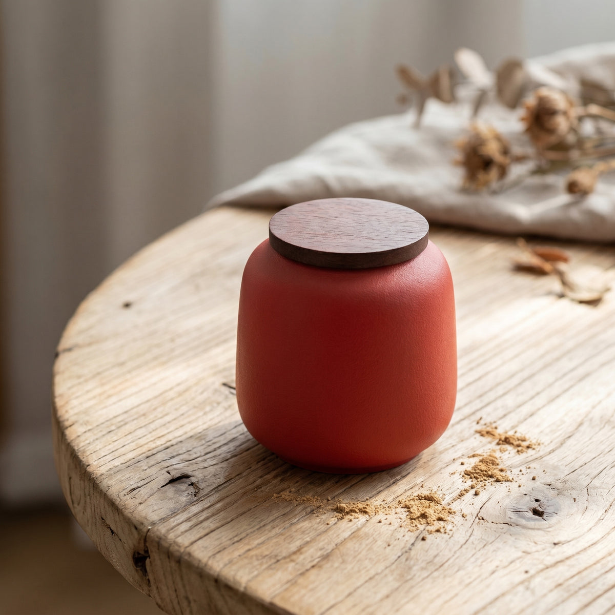 Matte Ceramic Powder and Tea Jar – Ceramic Jar and Wooden Lid | Aurora