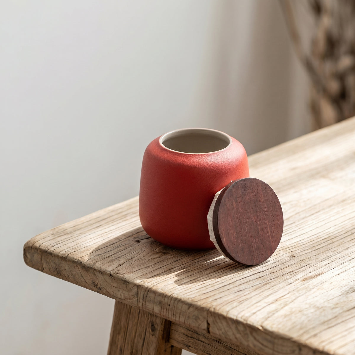 Matte Ceramic Powder and Tea Jar – Ceramic Jar and Wooden Lid | Aurora