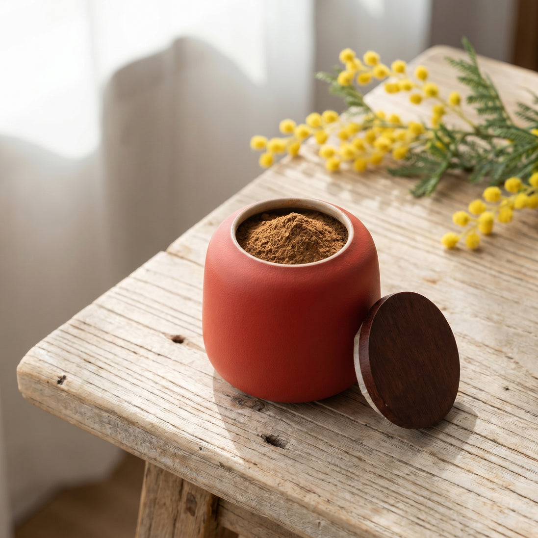 Matte Ceramic Powder and Tea Jar – Ceramic Jar and Wooden Lid | Aurora