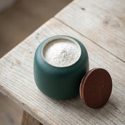 Matte Ceramic Powder and Tea Jar – Ceramic Jar and Wooden Lid | Aurora