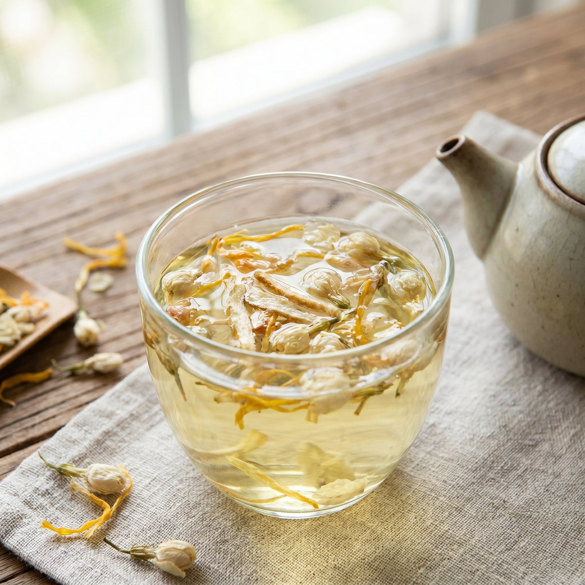 Chrysanthemum, Jasmine & Ginger Tea | The Golden Bloom Cup