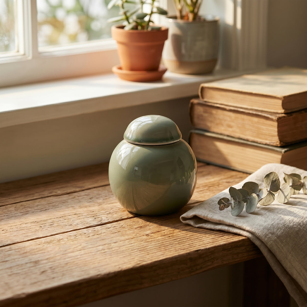 Jade Ceramic Powder and Tea Jar